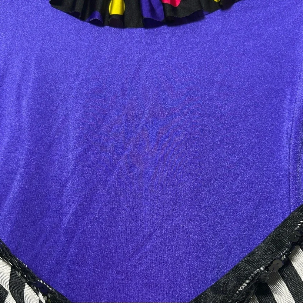 Whimsical Ruffled‎ Dance Costume: Purple, Lime Green - Fits Child L/XL (Adult M)